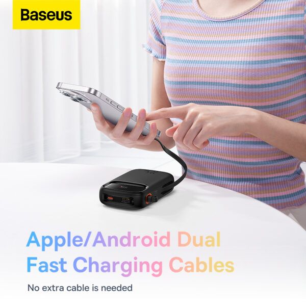 OS-Baseus Qpow Pro+ Digital Display Fast Charge Power Bank 20000mAh 22.5W Type-C Edition Cluster Black - Image 4