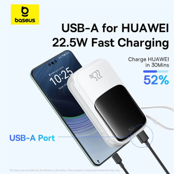 OS-Baseus Qpow Pro+ Digital Display Fast Charge Power Bank 20000mAh 22.5W Type-C Edition Moon White - Image 4