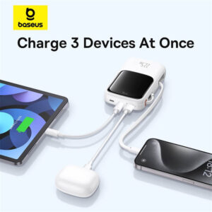 OS-Baseus Qpow Pro+ Digital Display Fast Charge Power Bank 20000mAh 22.5W Type-C Edition Moon White