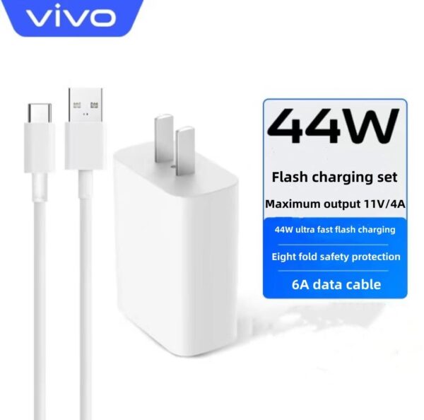 Original 44W VIVO Super Fast Charger TYPE - C 6A Android Data Cable - Image 2