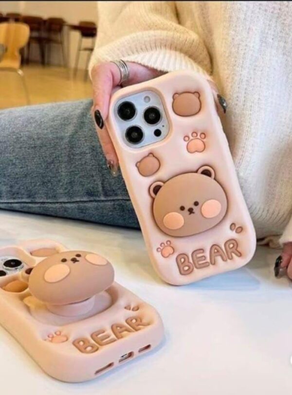 3D Soft and Cute Bear case🐻with stand - Image 3