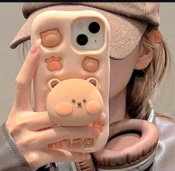 3D Soft and Cute Bear case🐻with stand - Image 4