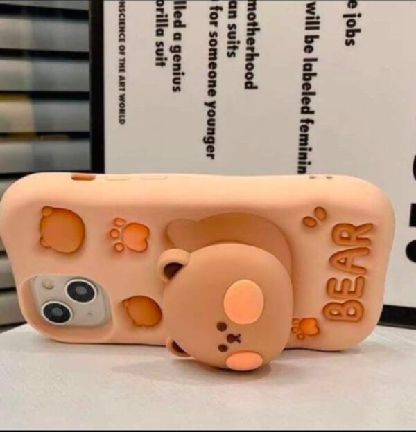 3D Soft and Cute Bear case🐻with stand - Image 2