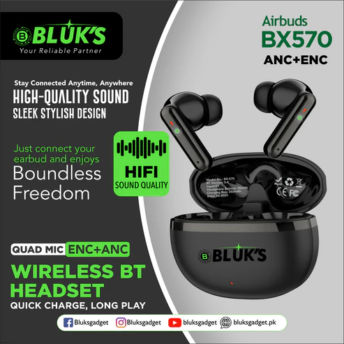 BLUCK's BX-570 Quad-Mic ENC + ANC Wireless BT Earbuds - Image 3