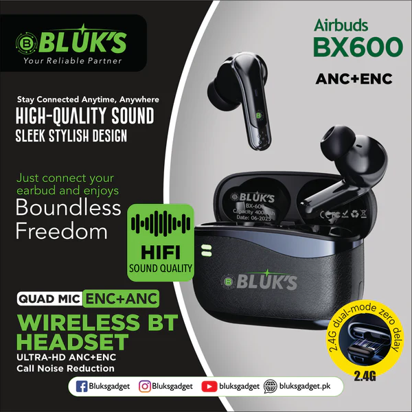 BLUK's Quad-Mic ANC + ENC AirBuds with 2.4G Dongle - Image 3