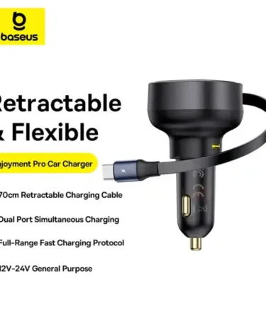 Baseus Car Charger C+Retractable Type-C Cable 60W
